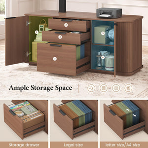 L-Shaped Electric Standing Desk with Storage & Power Outlet