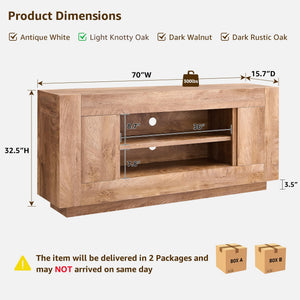 70" TV Stand Entertainment Center with Storage Cabinets