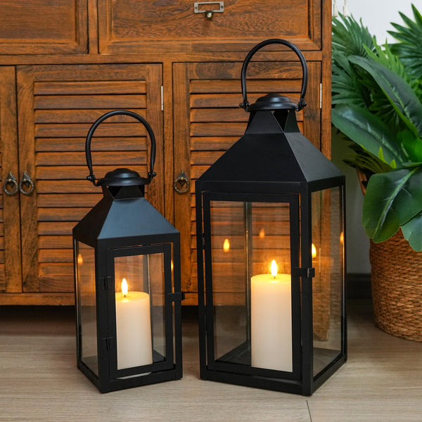 Vintage Metal Candle Lanterns Set of 2 – Indoor & Outdoor Hanging Lanterns