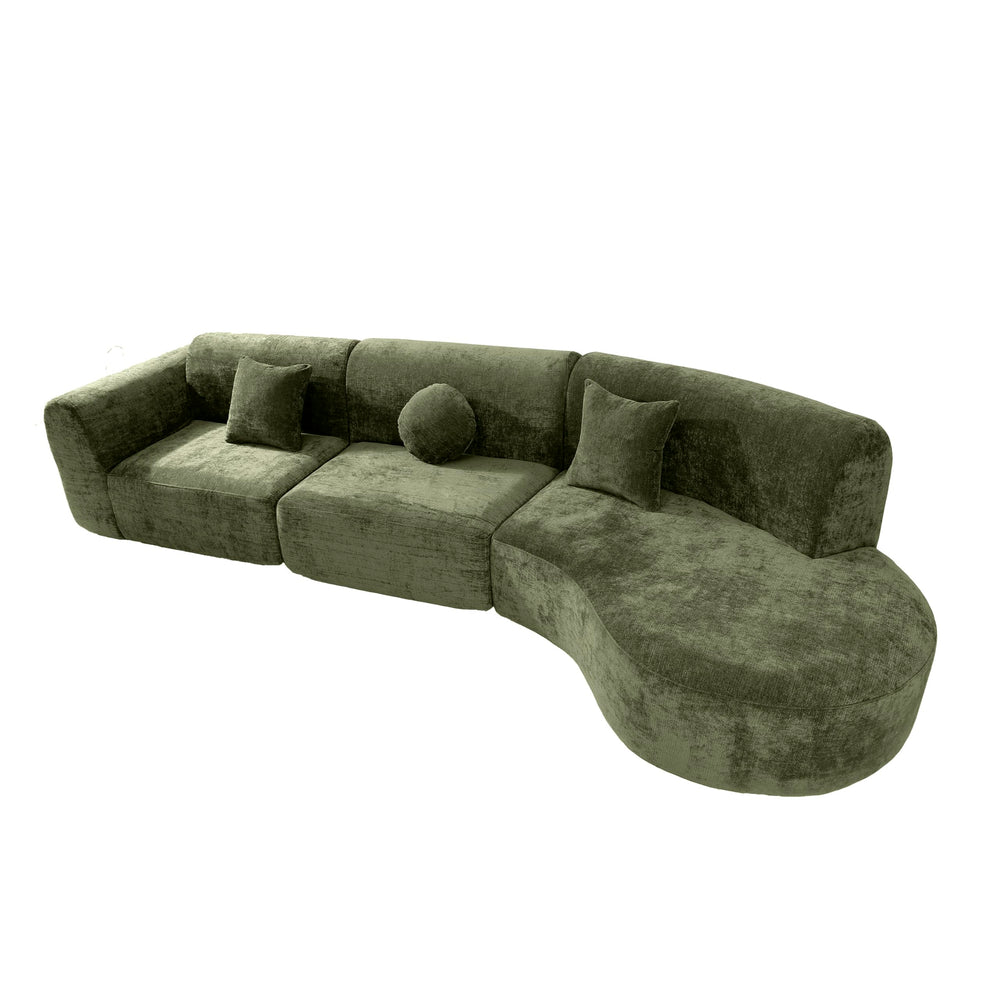 140" Curved Sectional Sofa Set – 7-Seat Modern Cloud Couch with Chaise Lounge