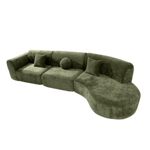 140" Curved Sectional Sofa Set – 7-Seat Modern Cloud Couch with Chaise Lounge