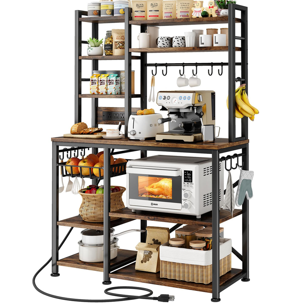 Baker's Rack with Power Outlet and Microwave Stand