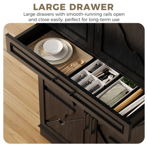 Farmhouse Kitchen Pantry Cabinet with Sliding Racks & Door Shelves