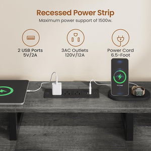 94.5" 2-Person Desk with Drawers, LED Lights, Monitor Stand & Power Strip