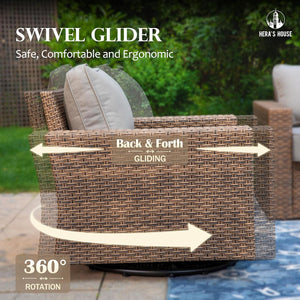 Outdoor Wicker Patio Conversation Set with Swivel Chairs