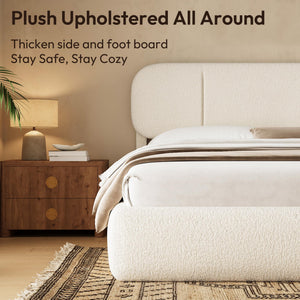 Upholstered Platform Bed Frame with Storage Drawers & LED Lights