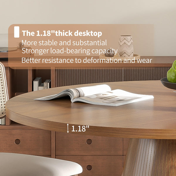 47-Inch Round Dining Table for 4–6 | Mid-Century Modern Fluted Kitchen Table