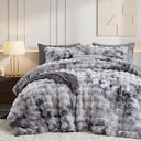 Faux Rabbit Fur Bubble Comforter Set with Pillowcases