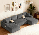 U-Shaped Modular Sectional Sofa Sleeper – Corduroy Deep Seat, 4-Seater