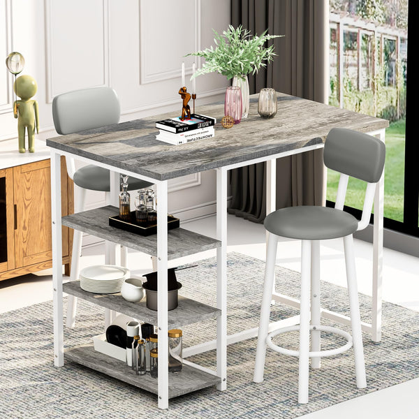 Counter Height Bar Table Set with Storage & Stools
