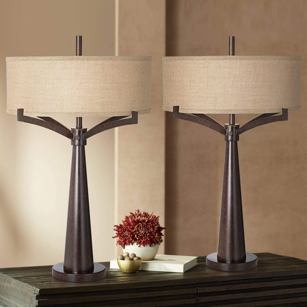 Industrial Bronze Table Lamps – Set of 2