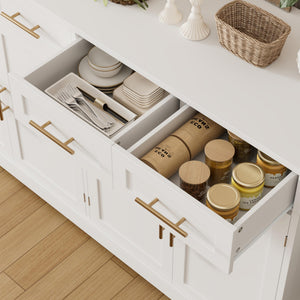 60" Buffet Sideboard Cabinet with 4 Drawers & Gold Handles