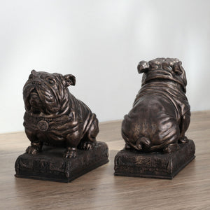 British Bulldog Bookends – Hand Painted Bronze Resin