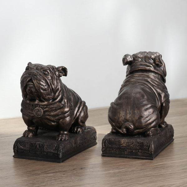British Bulldog Bookends – Hand Painted Bronze Resin