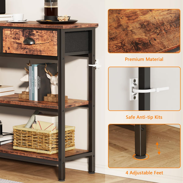 47-Inch Console Table with 3 Drawers and Storage Shelves
