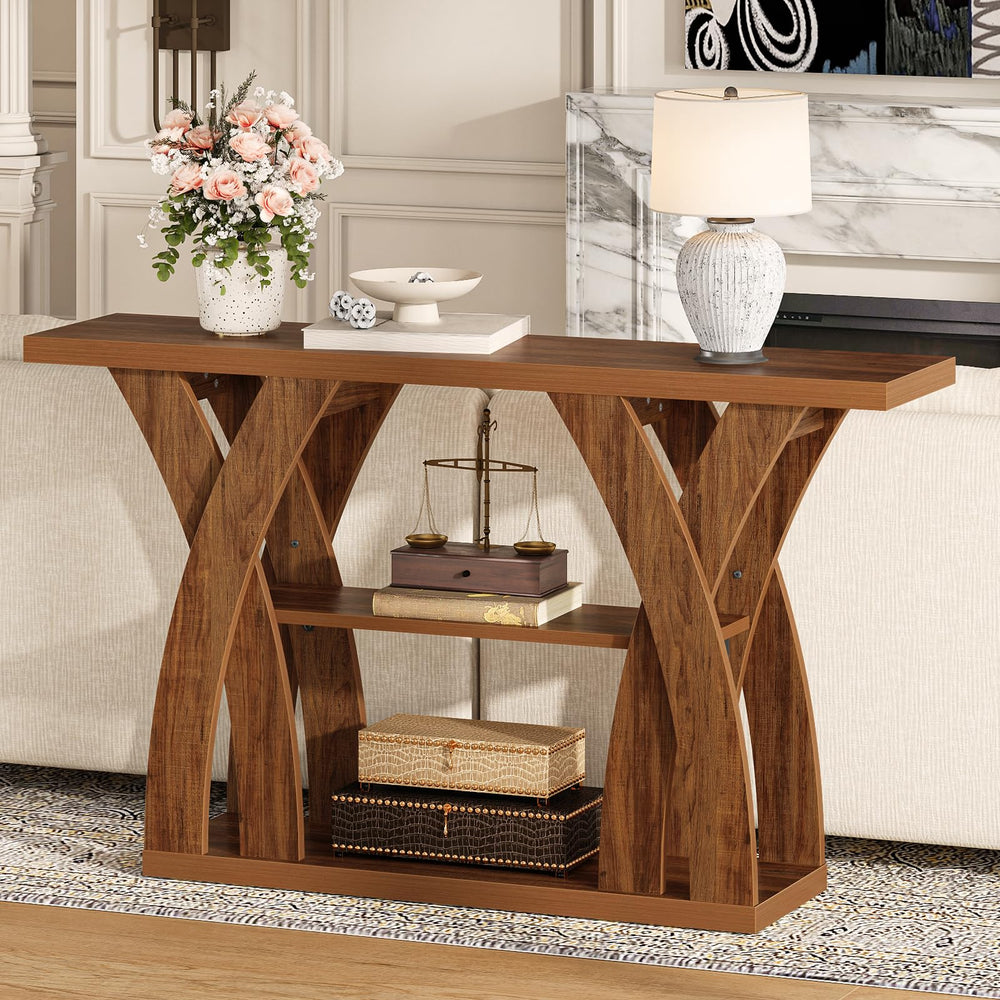 55-Inch 3-Tier Console Table with Storage
