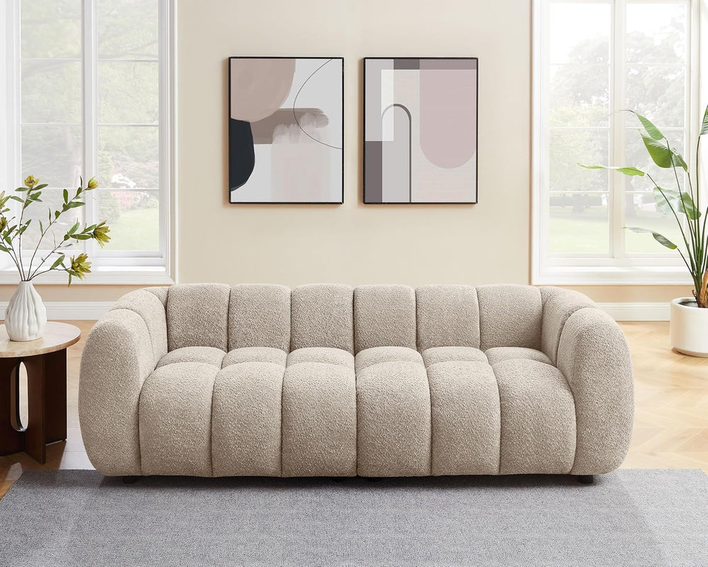 Modern Boucle Loveseat Sofa 88 Inch Tufted Cloud Couch