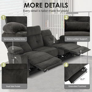 Power Reclining Sofa with Heat & Massage – 3 Seater