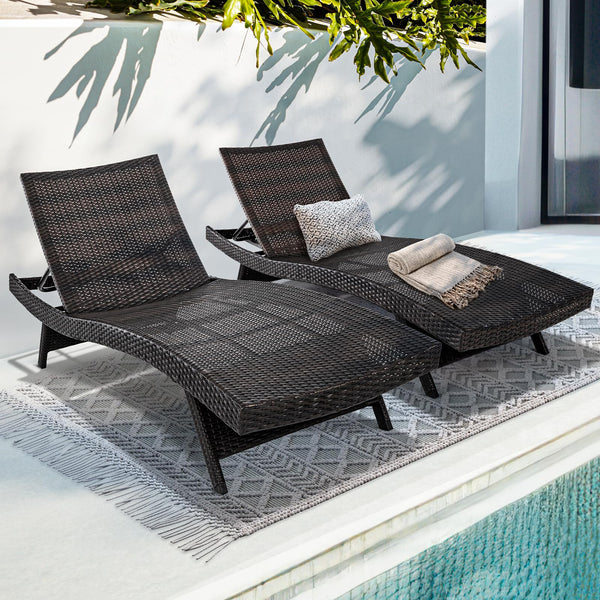 Wicker Chaise Lounge Chairs Set of 2