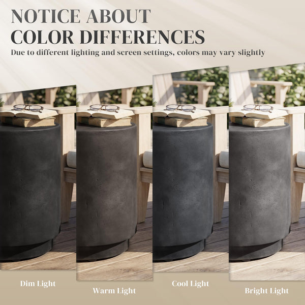 Round Concrete Finish Side Table with Adjustable Feet