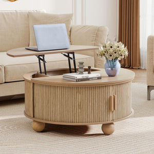 Round Lift-Top Coffee Table with Storage