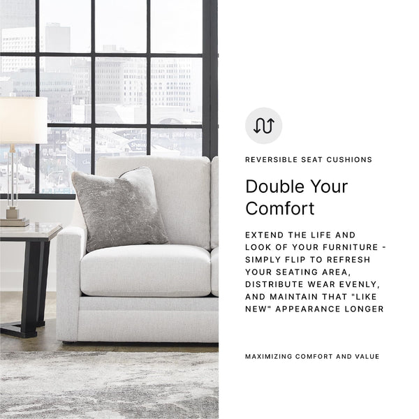 Contemporary Light Gray Loveseat with Accent Pillows