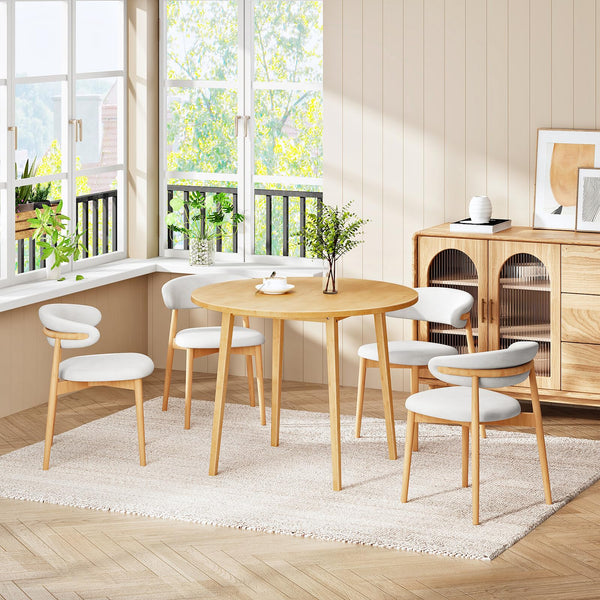 Round Bamboo Dining Table for 2-4 | 35.4 Inch Kitchen Table for Small Spaces
