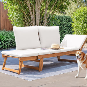 Convertible Outdoor Patio Couch with Acacia Wood Frame