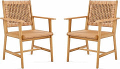9-Piece Outdoor Dining Set – Rattan Chairs & Acacia Wood Table