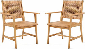 9-Piece Outdoor Dining Set – Rattan Chairs & Acacia Wood Table