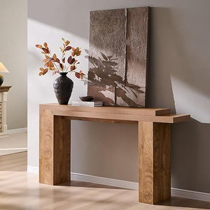 63-Inch Two-Tier Console Table with Geometric Design