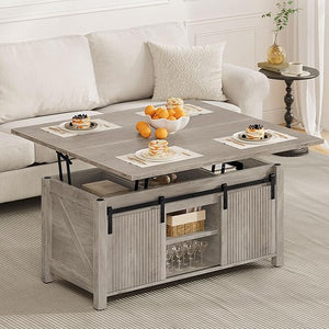 Lift Top Coffee Table with Hidden Storage | 4-in-1 Convertible Farmhouse Design