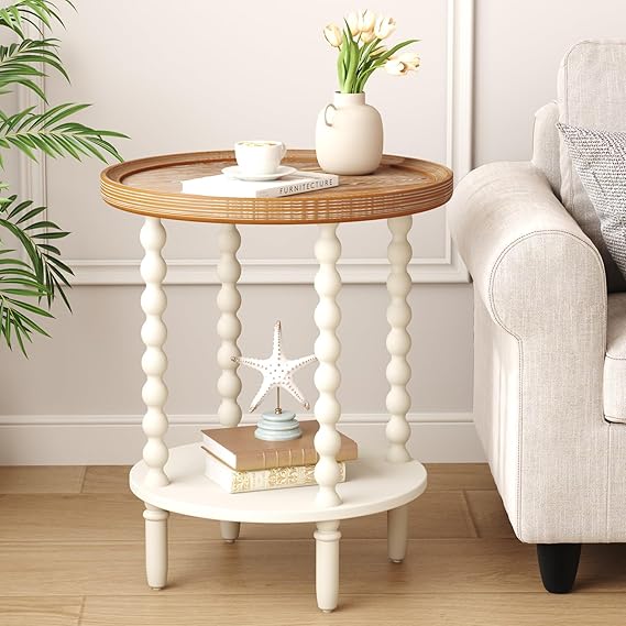 2-Tier Farmhouse End Table with Open Shelf
