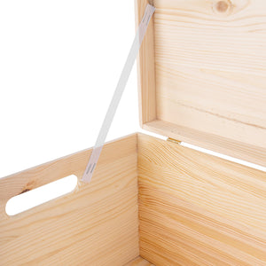 XXL Wooden Storage Box with Hinged Lid, Wheels & Handles