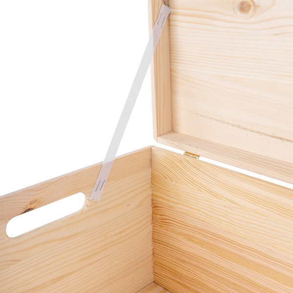 XXL Wooden Storage Box with Hinged Lid, Wheels & Handles