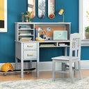 Kids Desk and Chair Set with Hutch and Storage