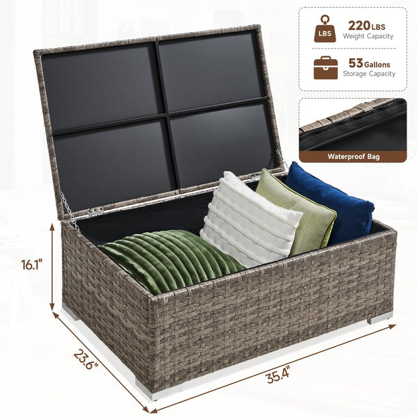 Outdoor Rattan Coffee Table with Storage