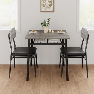 5-Piece Dining Table Set with Storage Rack & Upholstered Chairs