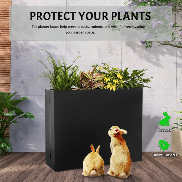 Galvanized Steel Folding Rectangular Planter Box with Drainage Holes