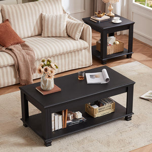 Farmhouse Coffee Table Set of 3 with Open Shelf
