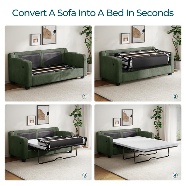 Pull Out Sofa Bed Convertible Loveseat Sleeper with Memory Foam - Queen Size