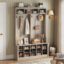 Farmhouse Hall Tree with Bench and Shoe Storage