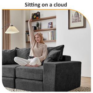 Modular Sectional Sofa with L-Shape Chaise & Deep Seat