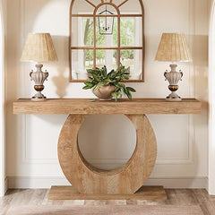 63-Inch Console Sofa Table with Black Circle Base