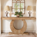 63-Inch Rustic Console Sofa Table with Black Circle Base