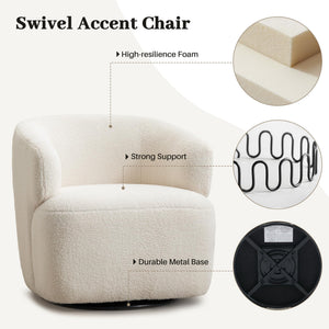 360° Swivel Barrel Accent Chair – Boucle Upholstered