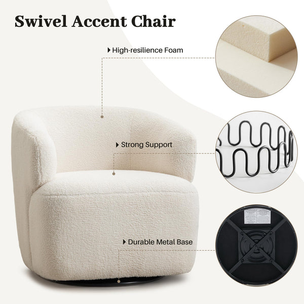 360° Swivel Barrel Accent Chair – Boucle Upholstered