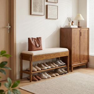 2-Tier Shoe Rack Bench with Flip-Top Storage