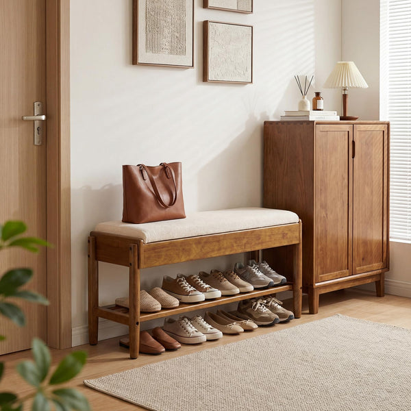 2-Tier Shoe Rack Bench with Flip-Top Storage