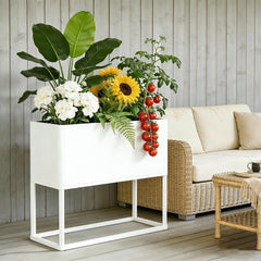 Large Metal Planter Box with Legs — Rectangular Raised Garden Bed for Outdoor & Indoor Use